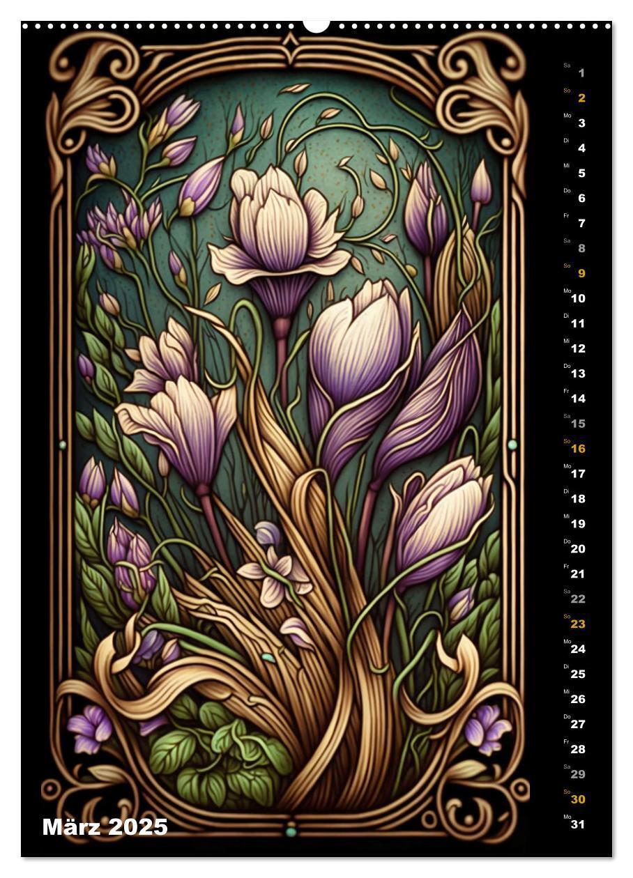 Bild: 9783435873869 | Jugendstil Blumen (Wandkalender 2025 DIN A2 hoch), CALVENDO...