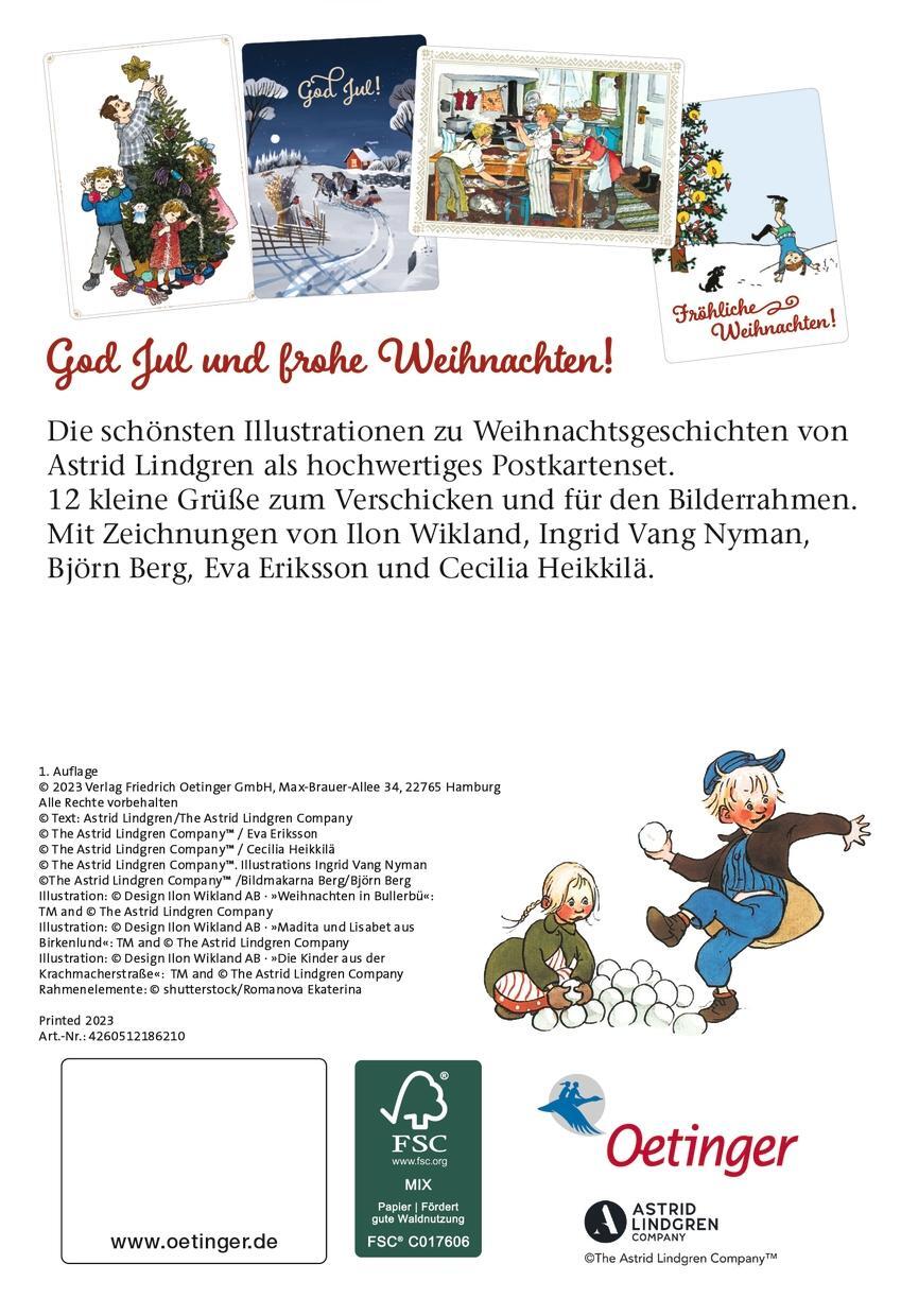 Rückseite: 4260512186210 | Astrid Lindgren. God Jul. 12 wunderschöne Weihnachtskarten zum...