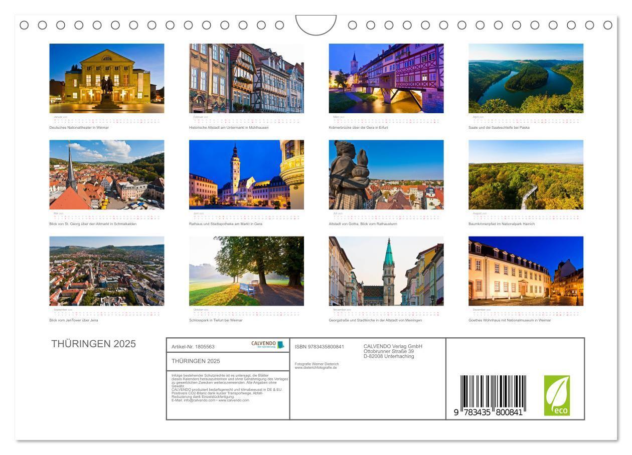 Bild: 9783435800841 | THÜRINGEN 2025 (Wandkalender 2025 DIN A4 quer), CALVENDO...