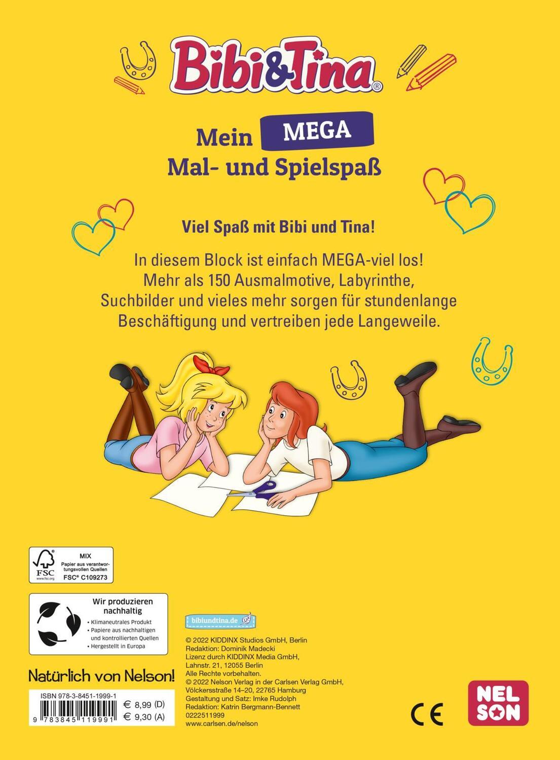 Rückseite: 9783845119991 | Bibi und Tina: Mein MEGA Mal- und Spielspaß | Taschenbuch | 304 S.
