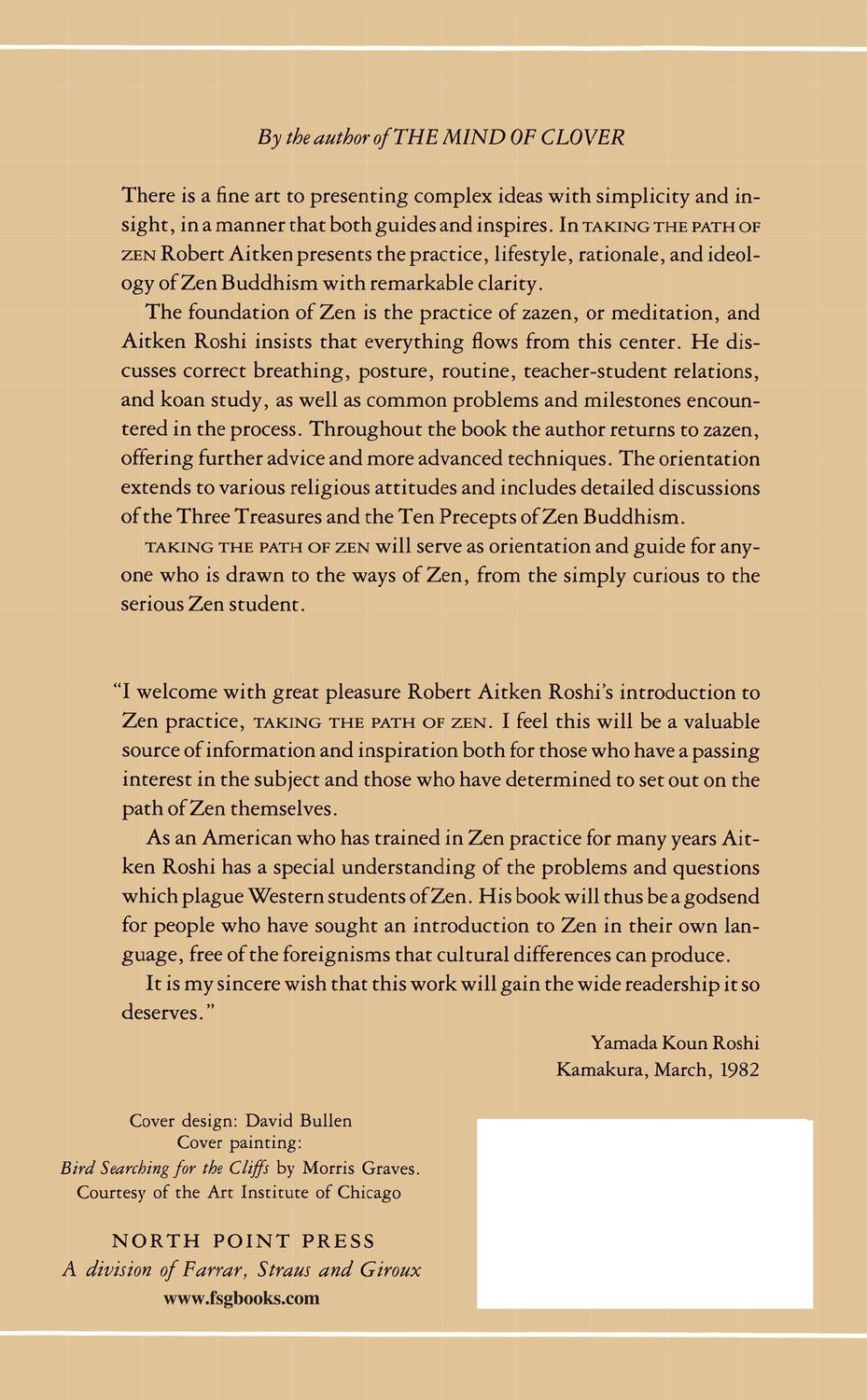 Rückseite: 9780865470804 | Taking the Path of Zen | Robert Aitken | Taschenbuch | Paperback