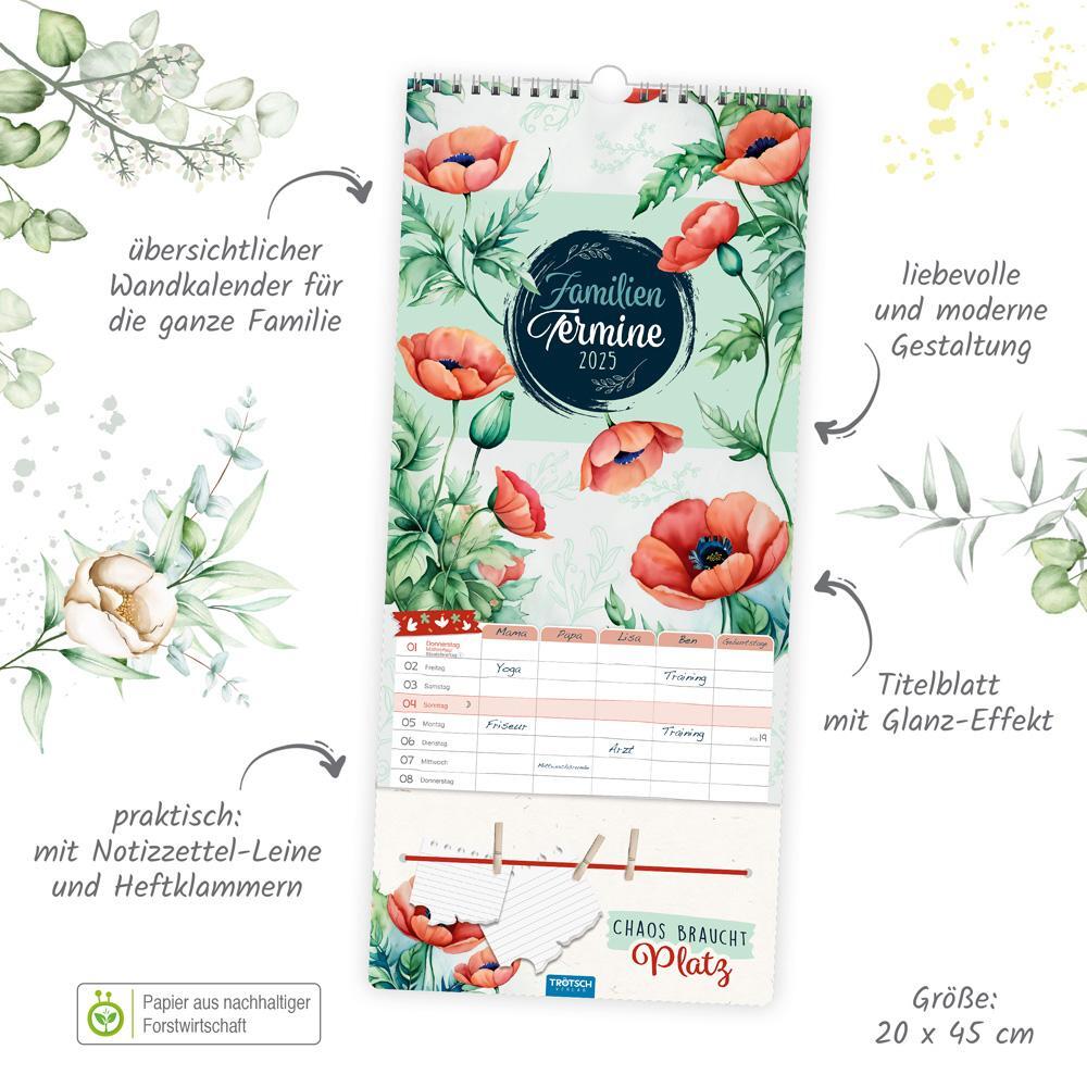 Bild: 9783988022523 | Trötsch Premium-Familienkalender Familientermine Blumen 2025 | KG