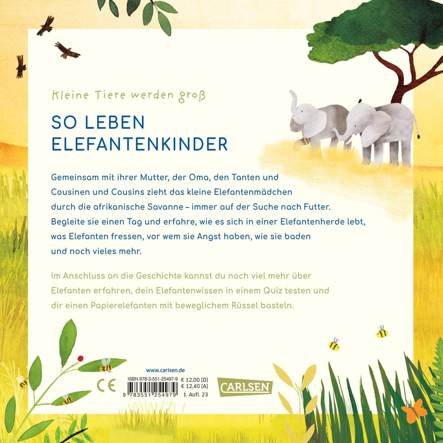Rückseite: 9783551254979 | Kleine Tiere werden groß - Der Elefant | Anna Brett | Buch | Deutsch