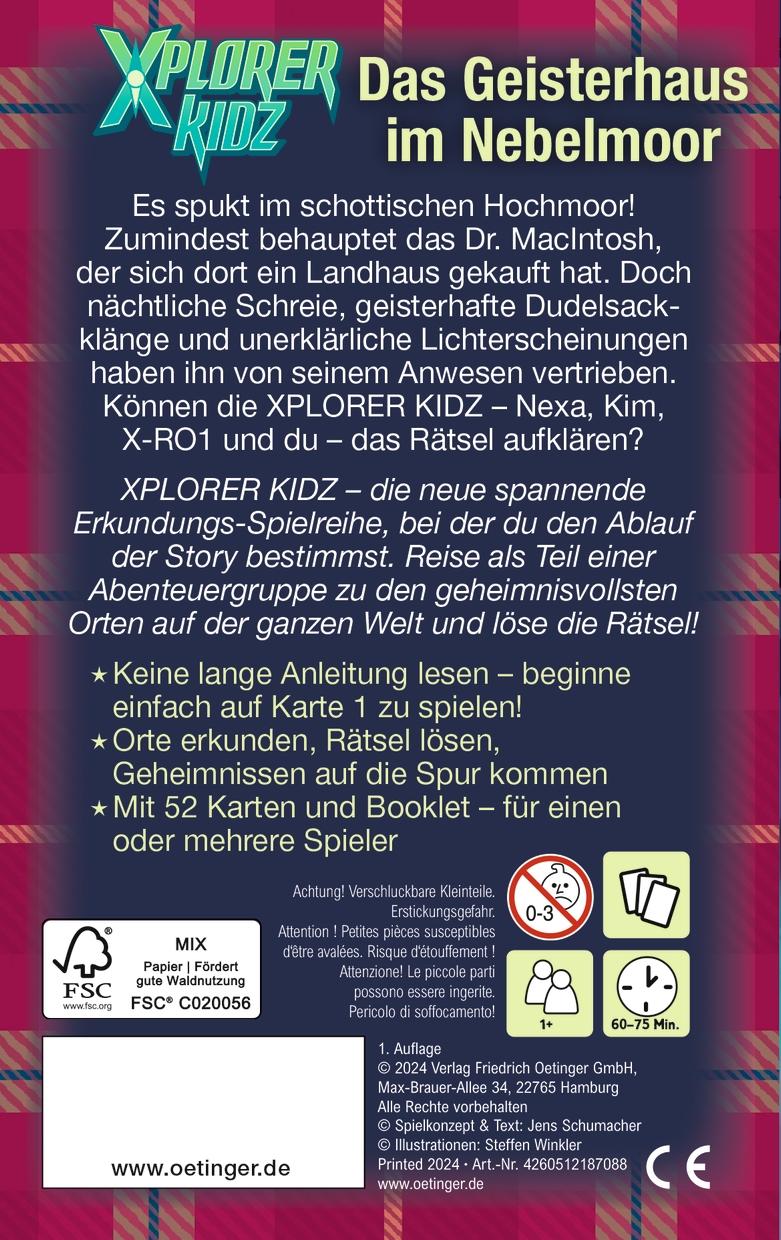 Rückseite: 4260512187088 | Xplorer Kidz. Das Geisterhaus im Nebelmoor | Jens Schumacher | Spiel