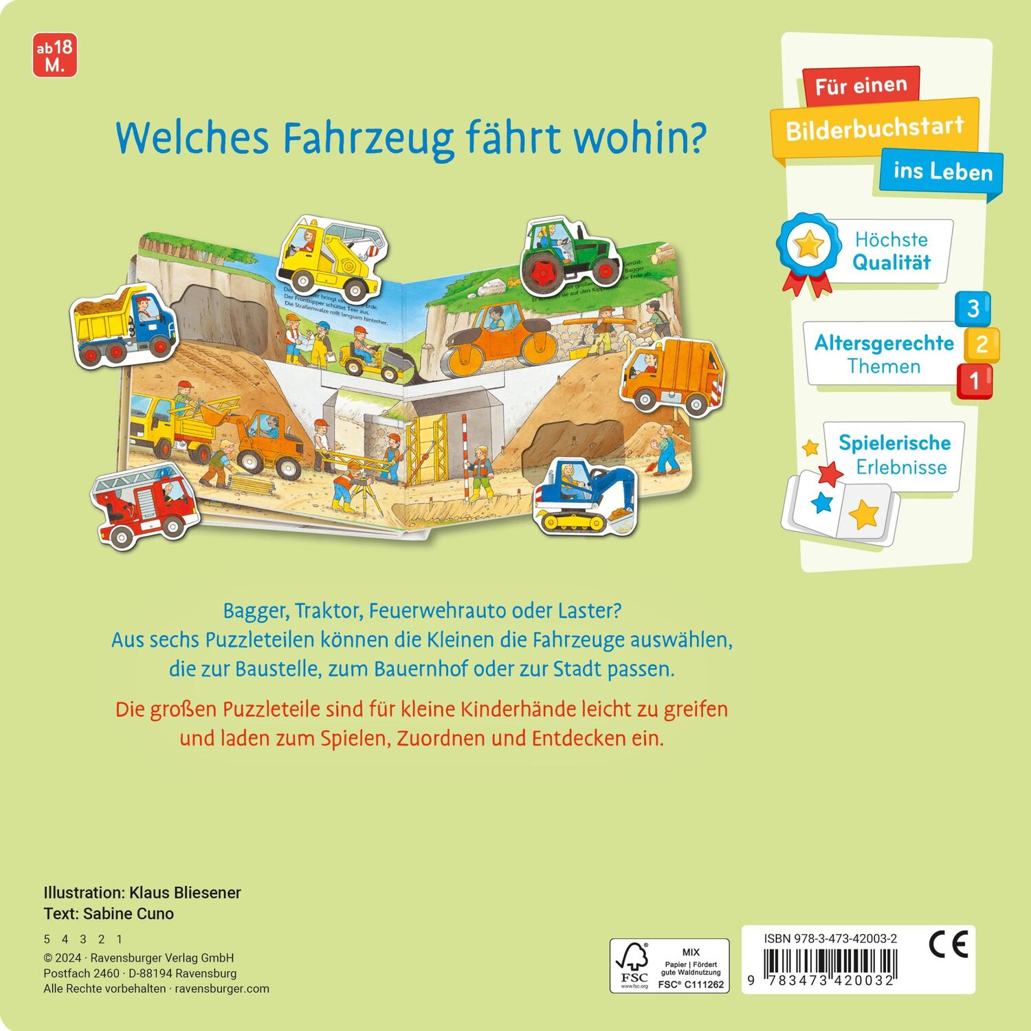 Rückseite: 9783473420032 | Mein liebstes Puzzle-Spielbuch: Fahrzeuge | Sabine Cuno | Buch | 12 S.