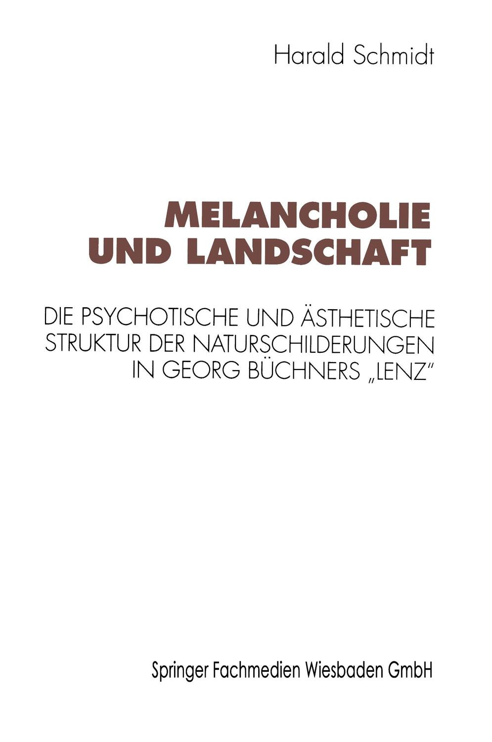 Cover: 9783531126524 | Melancholie und Landschaft | Harald Schmidt | Taschenbuch | Paperback