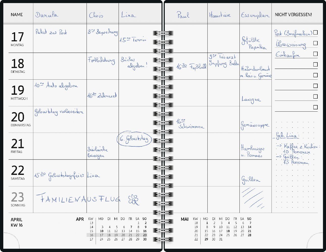 Bild: 4061947126334 | Buchkalender Familienplaner (2025) Confetti | 2 Seiten = 1 Woche, A5