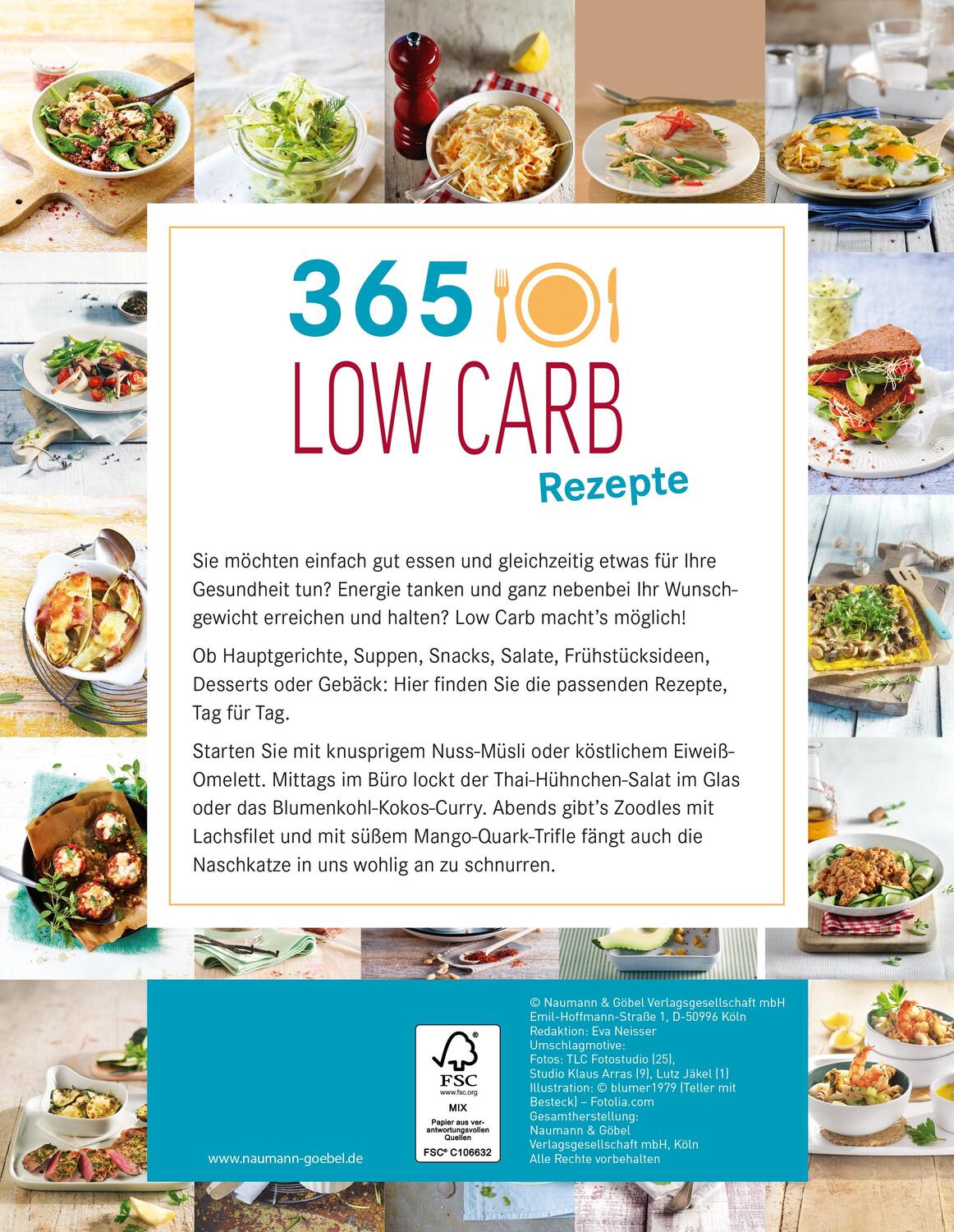 Rückseite: 9783625192398 | 365 Low-Carb-Rezepte | Low Carb Rezepte für ein ganzes Jahr | Buch