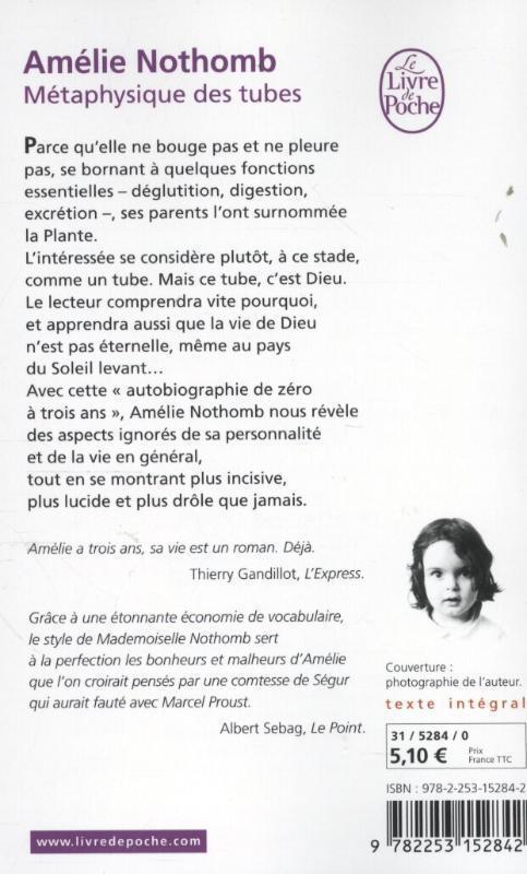 Rückseite: 9782253152842 | Metaphysique des tubes | Amélie Nothomb | Taschenbuch | Französisch