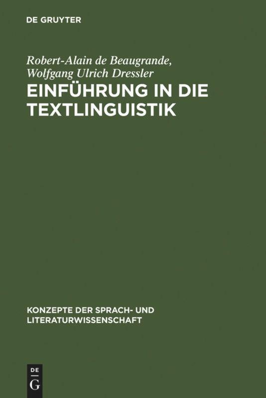 Cover: 9783484220287 | Einführung in die Textlinguistik | Robert-Alain de Beaugrande (u. a.)