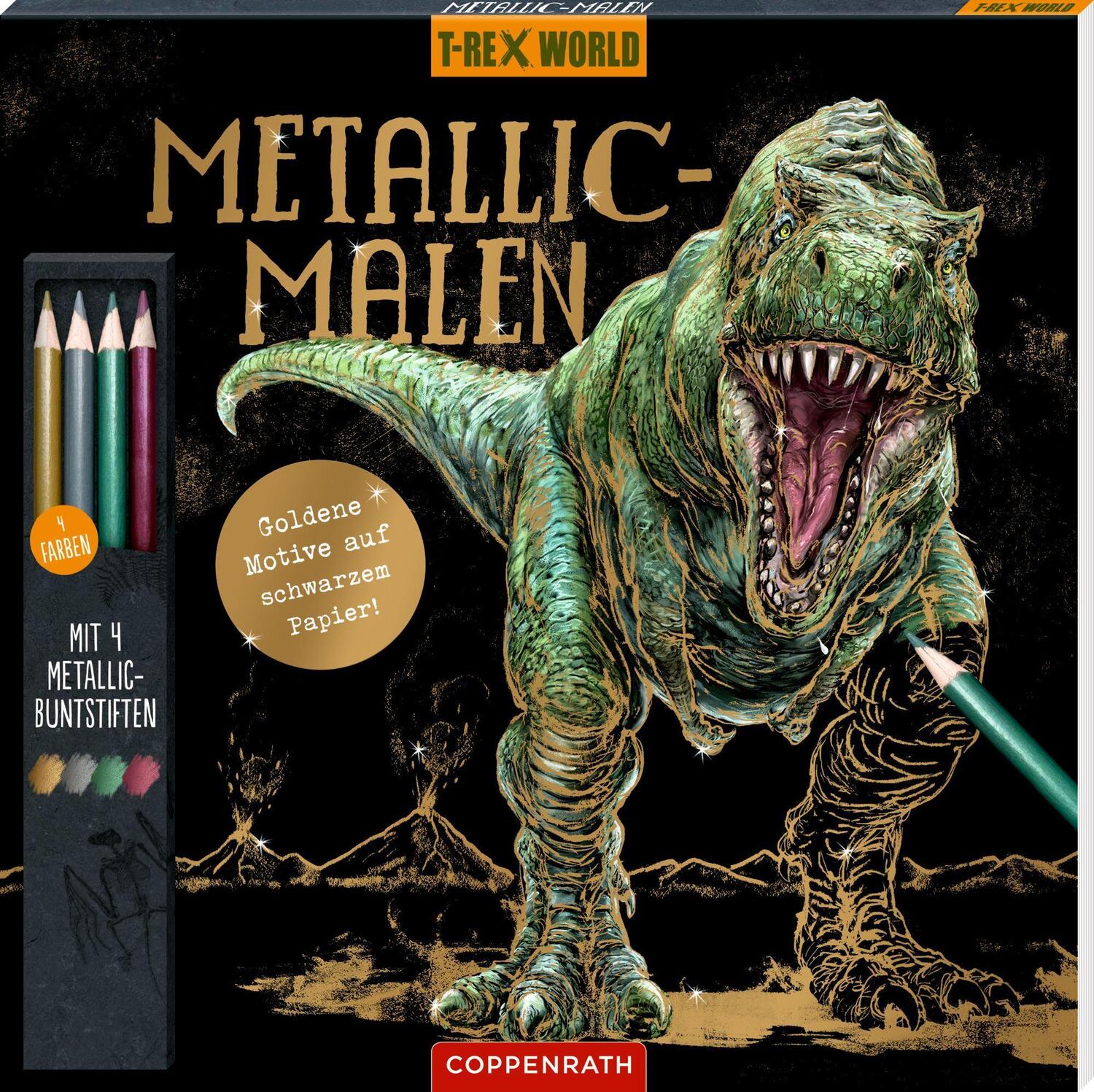 Cover: 9783649672463 | Metallic-Malen | Mit 4 Metallic-Buntstiften (T-Rex World) | Buch