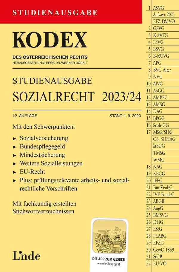 Cover: 9783707348613 | KODEX Studienausgabe Sozialrecht 2023/24 | Studienausgabe | Buch