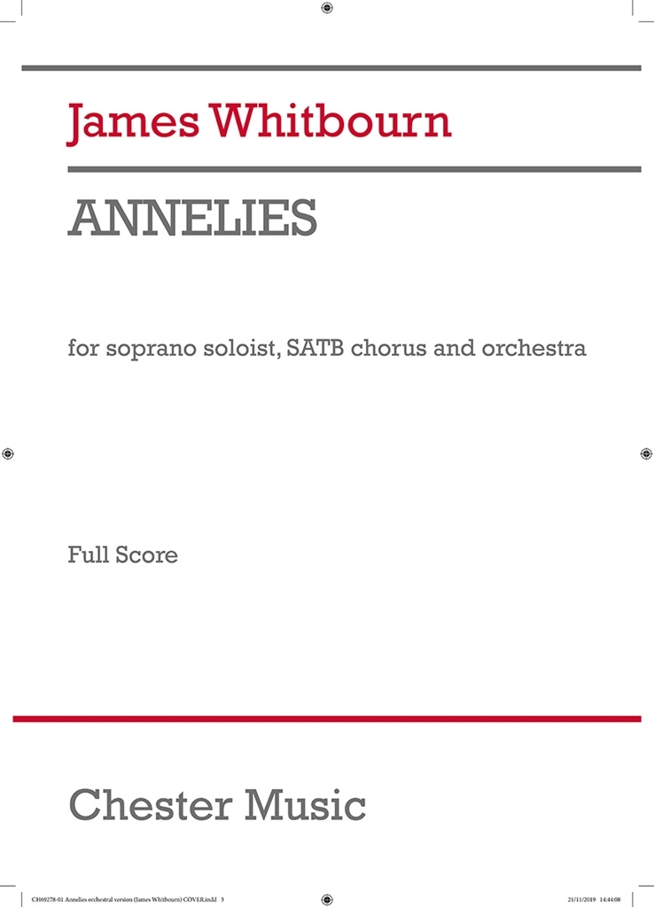 Cover: 5020679243824 | Annelies (Orchestral Version) | James Whitbourn | Partitur | 2007
