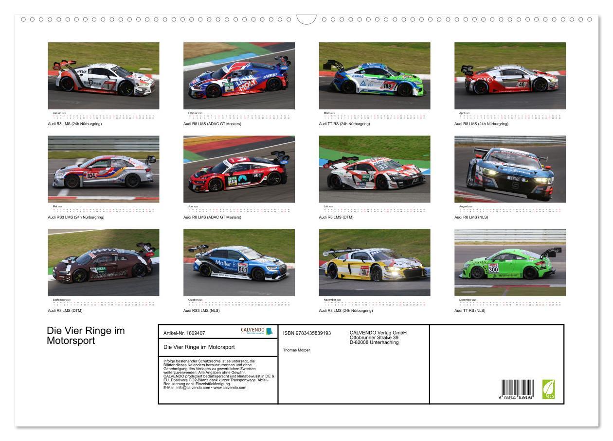 Bild: 9783435839193 | Die Vier Ringe im Motorsport (Wandkalender 2025 DIN A2 quer),...