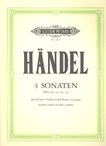 Cover: 9790014029630 | 4 Sonaten für Blockflöte (Violine) und Basso continuo HWV...