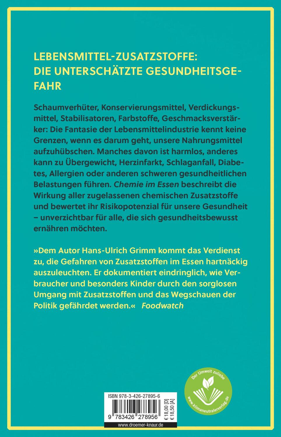 Rückseite: 9783426278956 | Chemie im Essen | Hans-Ulrich Grimm (u. a.) | Taschenbuch | 336 S.