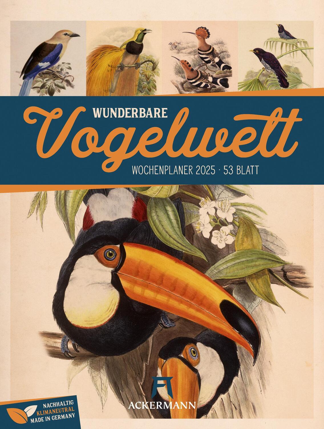 Cover: 9783838435114 | Wunderbare Vogelwelt - Vintage Wochenplaner Kalender 2025 | Kalender