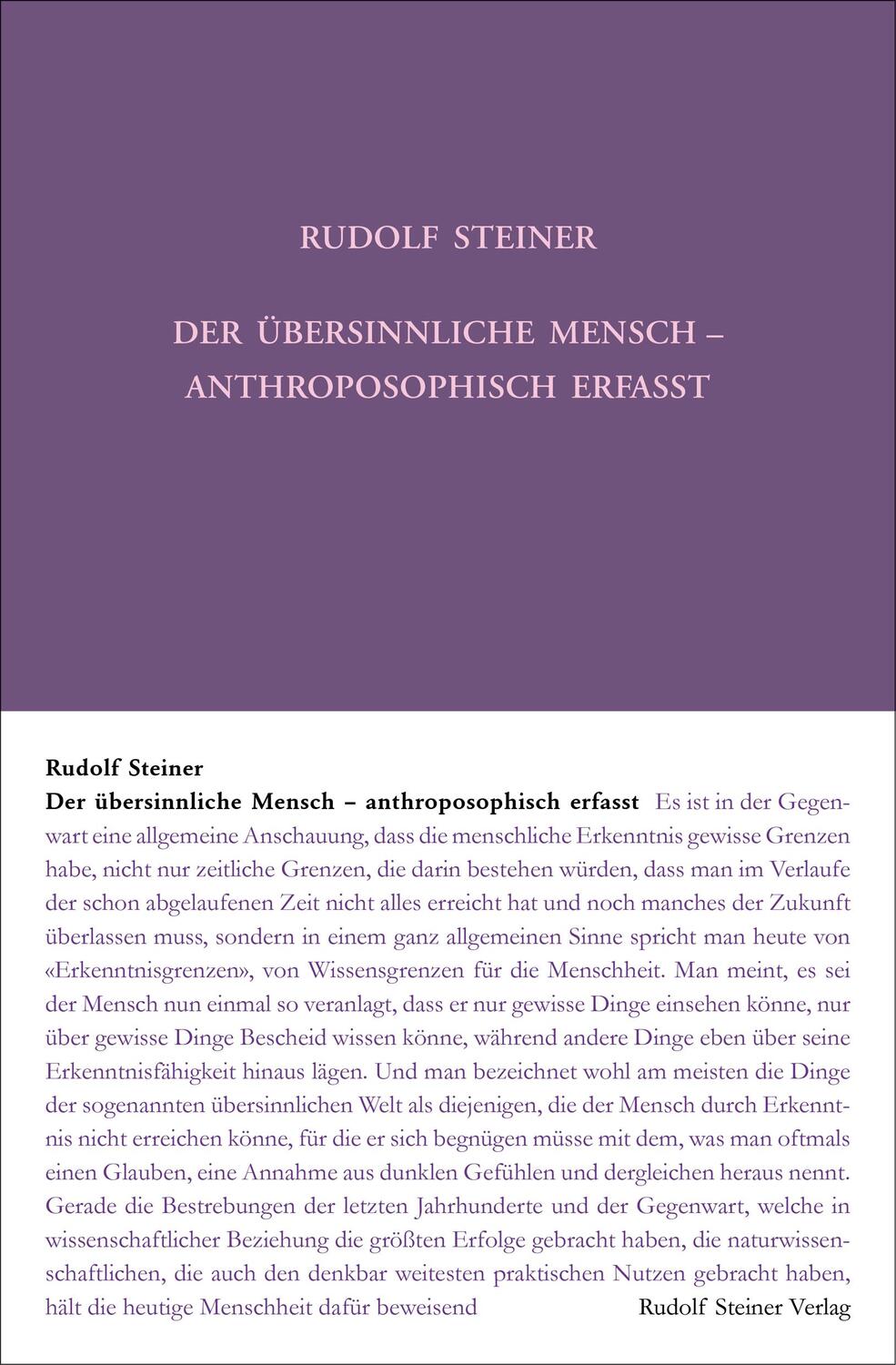 Cover: 9783727423116 | Der übersinnliche Mensch - anthroposophisch erfasst | Rudolf Steiner
