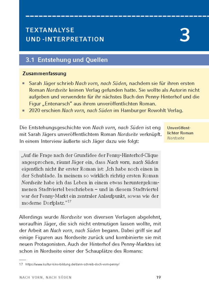 Bild: 9783804431492 | Nach vorn nach Süden von Sarah Jäger - Textanalyse und Interpretation