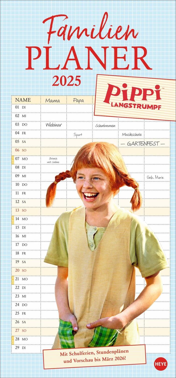 Cover: 9783756405893 | Pippi Langstrumpf Familienplaner 2025 | Astrid Lindgren | Kalender