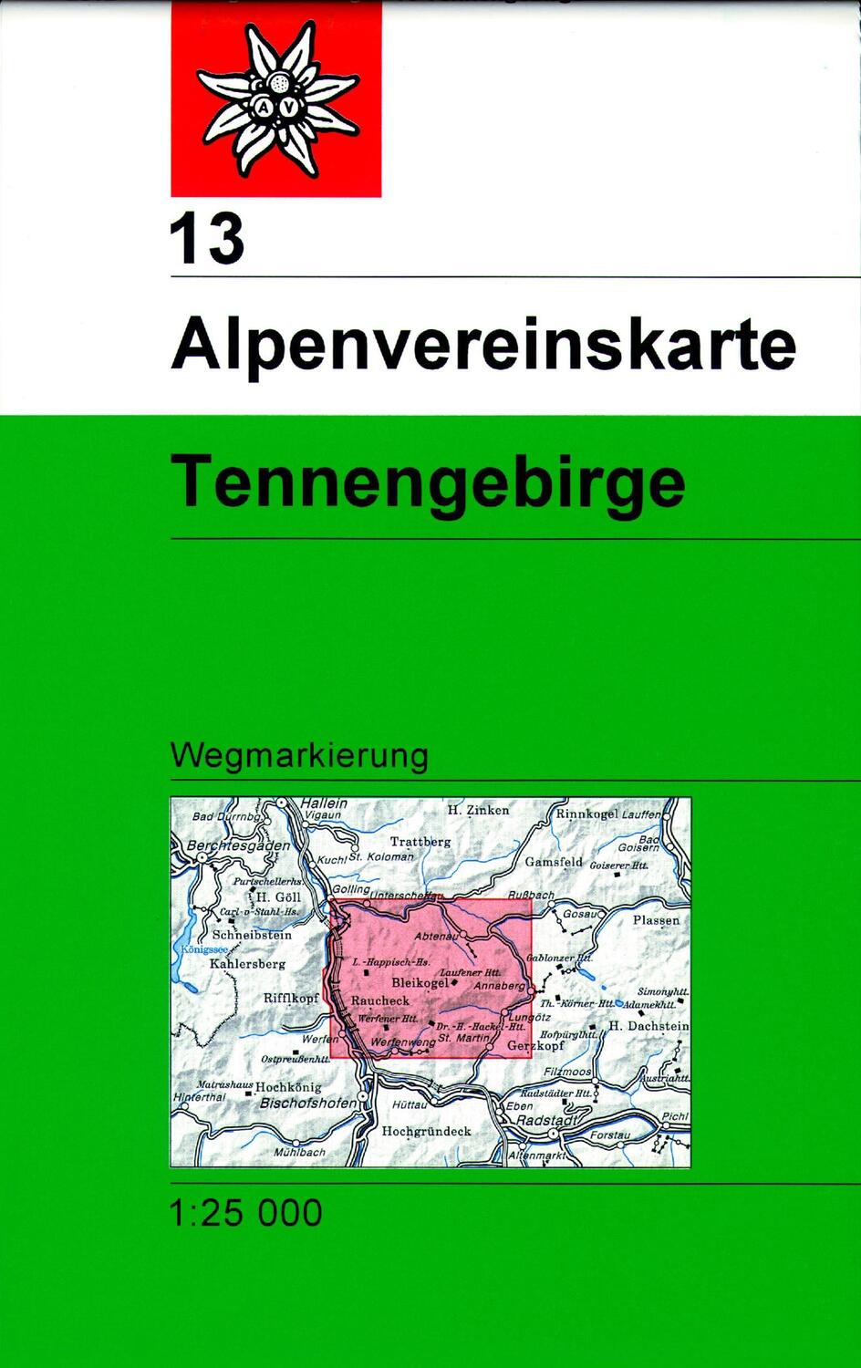 Cover: 9783937530550 | DAV Alpenvereinskarte 13 Tennengebirge 1 : 25 000 | (Land-)Karte