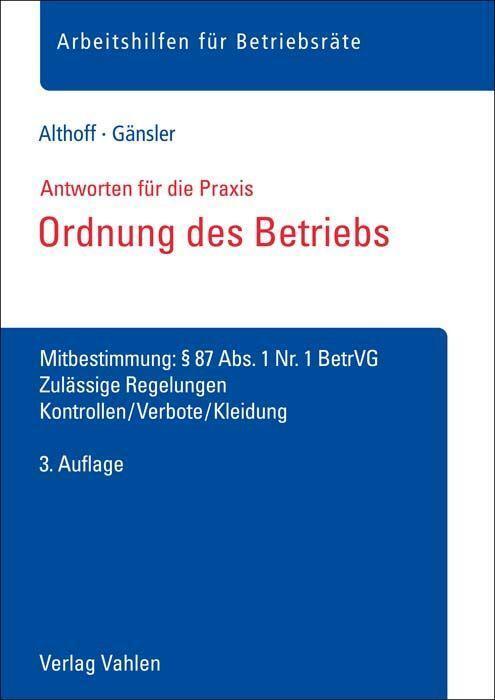 Cover: 9783800670116 | Ordnung des Betriebs | Lars Althoff (u. a.) | Taschenbuch | Deutsch