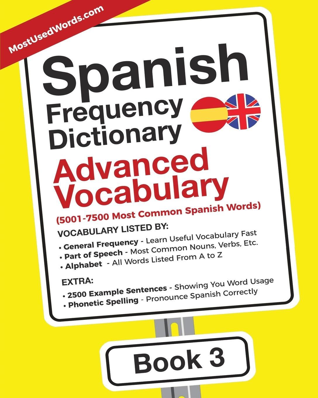 Cover: 9789492637239 | Spanish Frequency Dictionary - Advanced Vocabulary | Mostusedwords