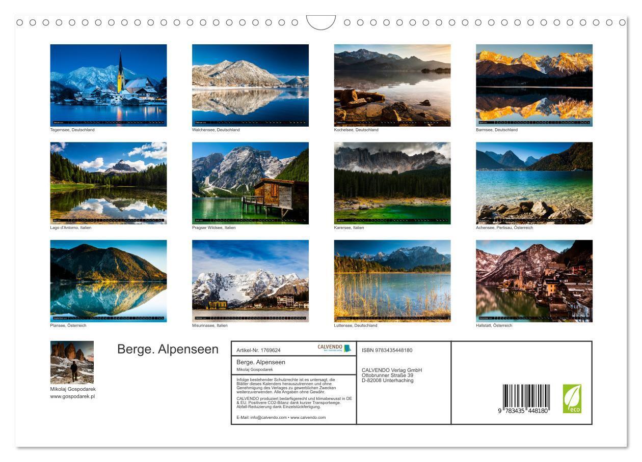 Bild: 9783435448180 | Berge. Alpenseen (Wandkalender 2025 DIN A3 quer), CALVENDO...