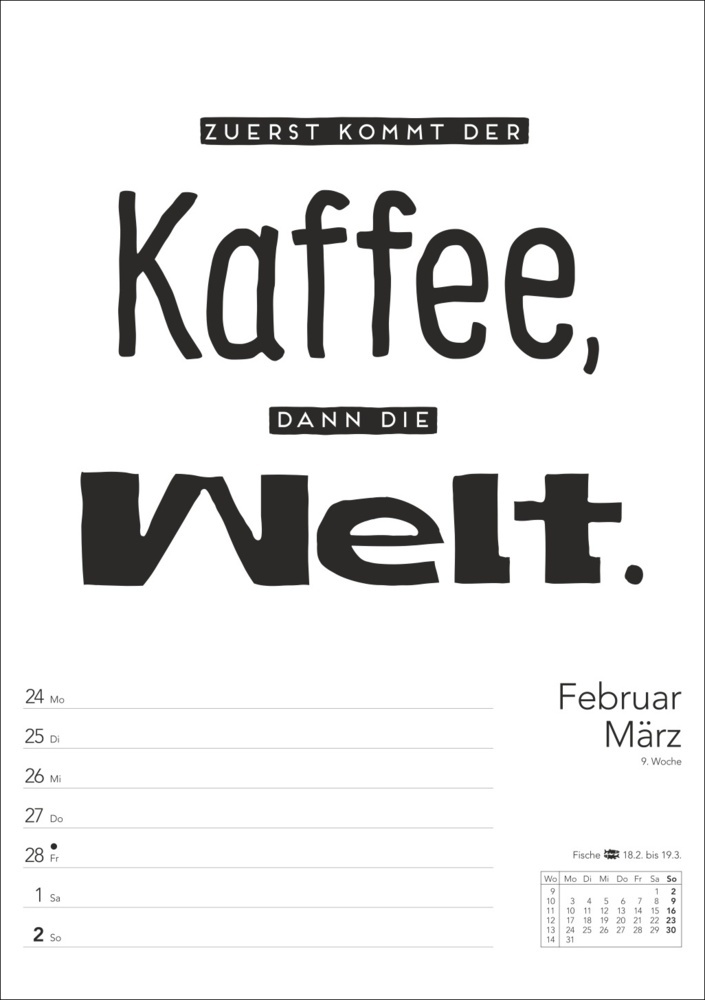 Bild: 9783840034626 | Typo-Sprüche-Kalender s/w Wochenplaner 2025 - mit 53 witzigen Sprüchen