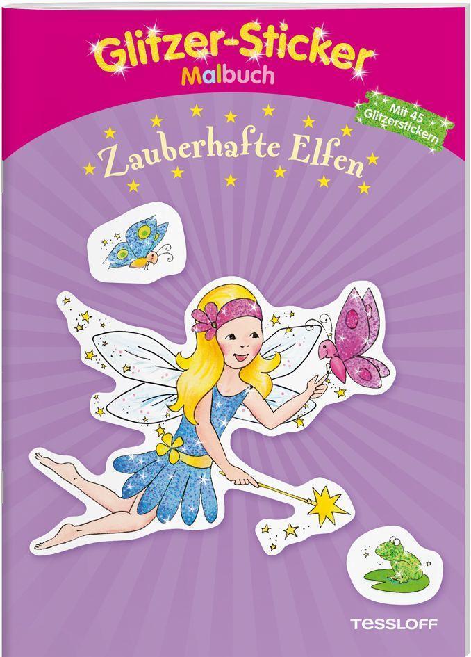 Cover: 9783788640873 | Glitzer-Sticker-Malbuch. Zauberhafte Elfen | Mit 45 Glitzerstickern!