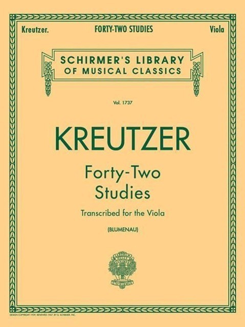 Cover: 73999612707 | 42 Studies Transcribed for the Viola | Rudolf Kreutzer | String Solo