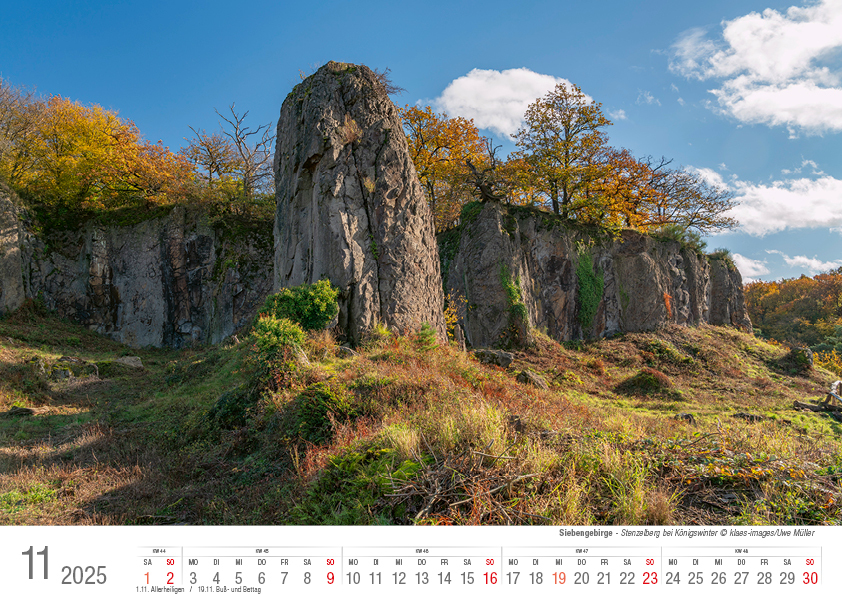 Bild: 9783965352100 | Siebengebirge 2025 Bildkalender A4 quer, spiralgebunden | Holger Klaes