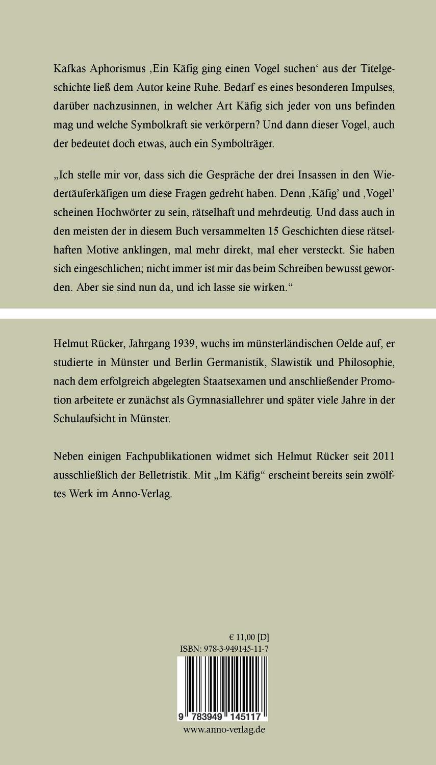 Rückseite: 9783949145117 | Im Käfig | Kurzgeschichten | Helmut Rücker | Taschenbuch | Deutsch