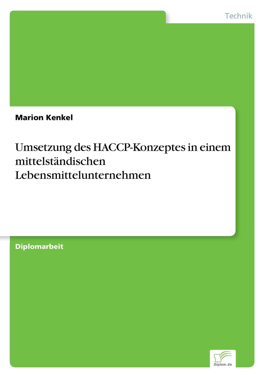Cover: 9783838601205 | Umsetzung des HACCP-Konzeptes in einem mittelständischen...