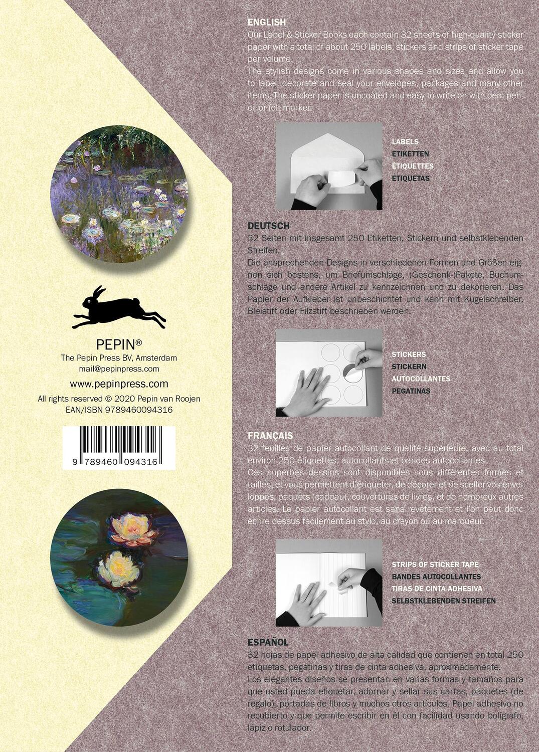 Bild: 9789460094316 | Claude Monet | Label and Sticker Book | Pepin Van Roojen | Taschenbuch