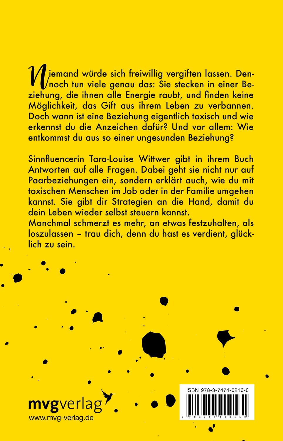 Rückseite: 9783747402160 | Du bist Gift für mich | Tara-Louise Wittwer | Taschenbuch | 208 S.