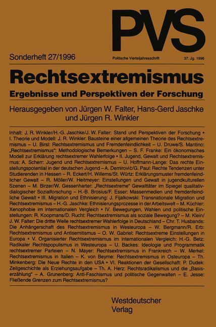 Cover: 9783531129280 | Rechtsextremismus | Ergebnisse und Perspektiven der Forschung | Buch