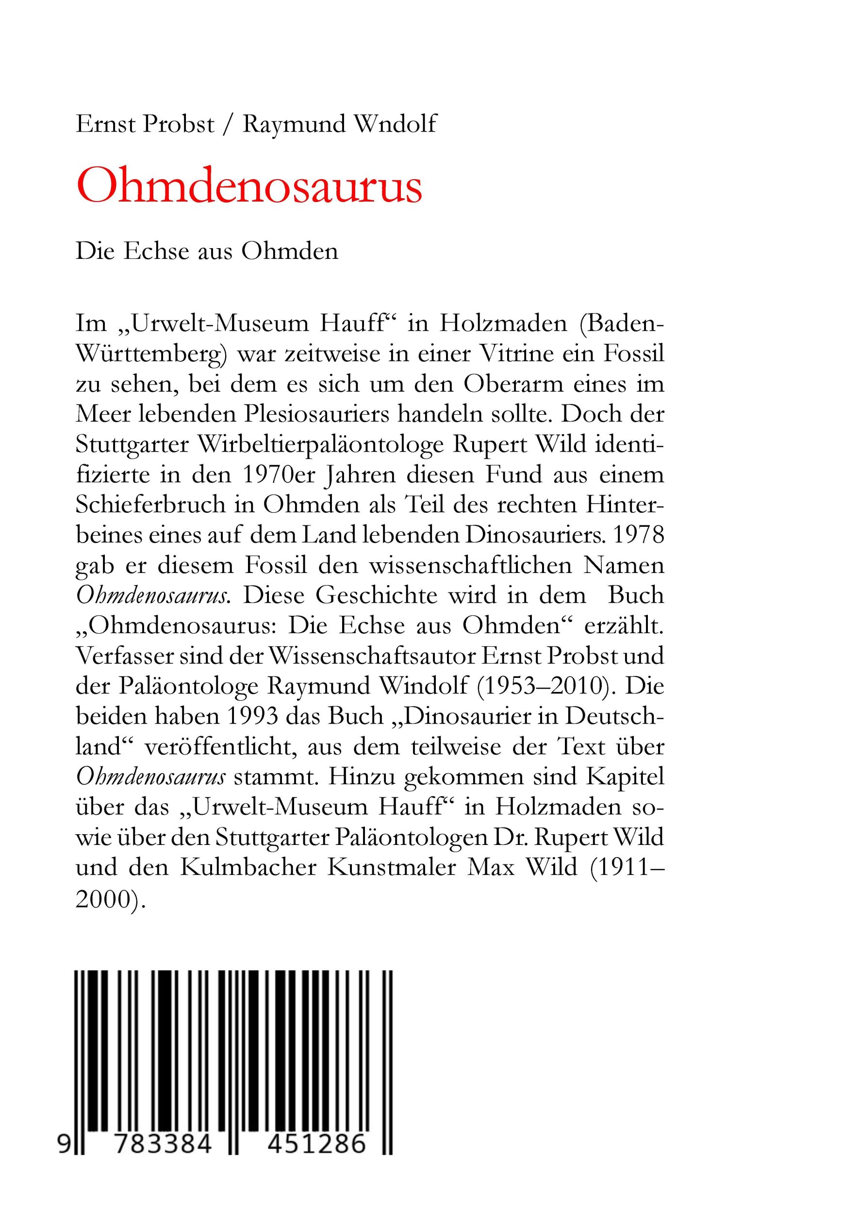 Rückseite: 9783384451286 | Ohmdenosaurus | Die Echse aus Ohmden | Raymund Windolf (u. a.) | Buch