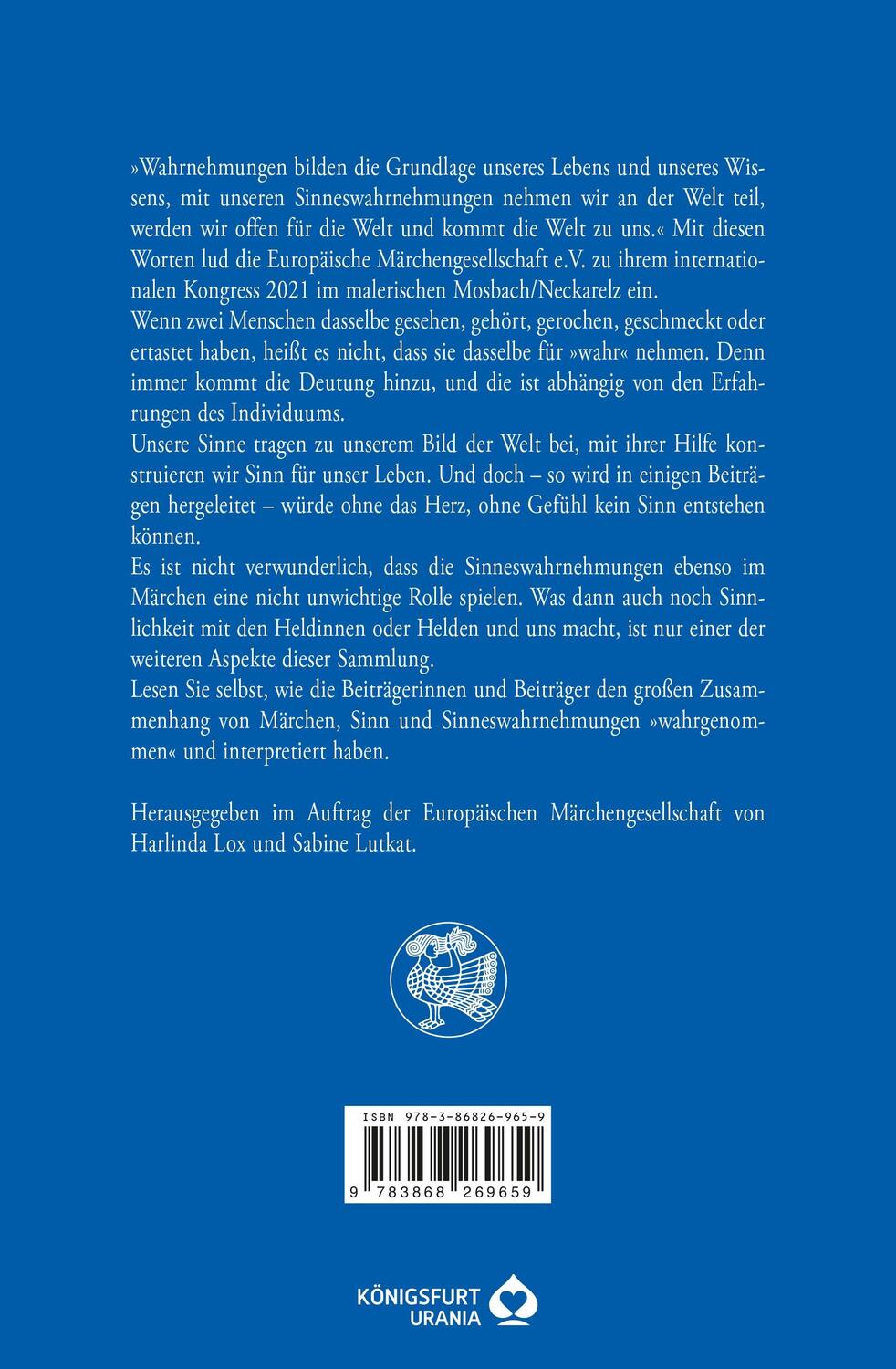 Rückseite: 9783868269642 | Wahr-Nehmung - Märchen, Sinn und Sinn | Europäische | Buch | Deutsch