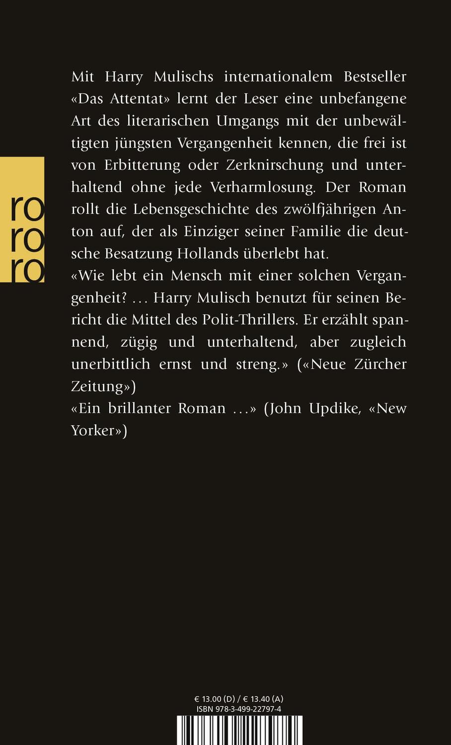 Rückseite: 9783499227974 | Das Attentat | Harry Mulisch | Taschenbuch | 192 S. | Deutsch | 2000