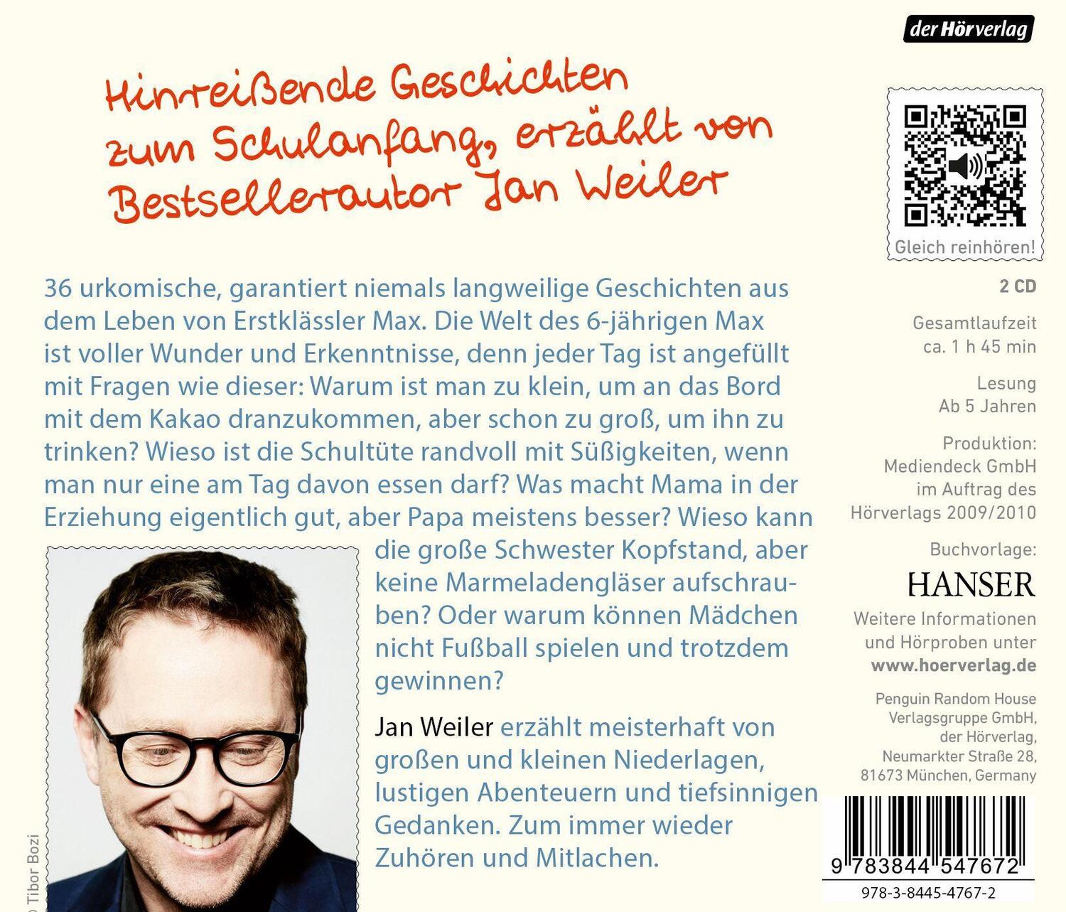 Bild: 9783844547672 | Max | Memoiren eines Schulanfängers | Jan Weiler | Audio-CD | Deutsch