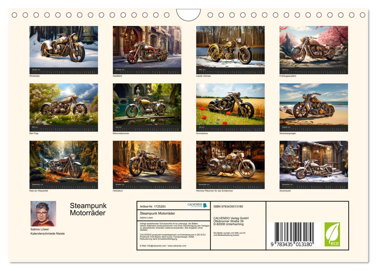 Bild: 9783435013180 | Steampunk Motorräder (Wandkalender 2025 DIN A4 quer), CALVENDO...