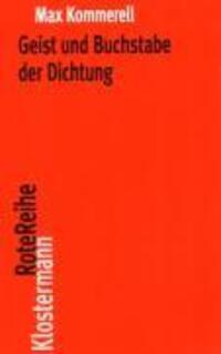Cover: 9783465040842 | Geist und Buchstabe der Dichtung. Sonderausgabe | Max Kommerell | Buch