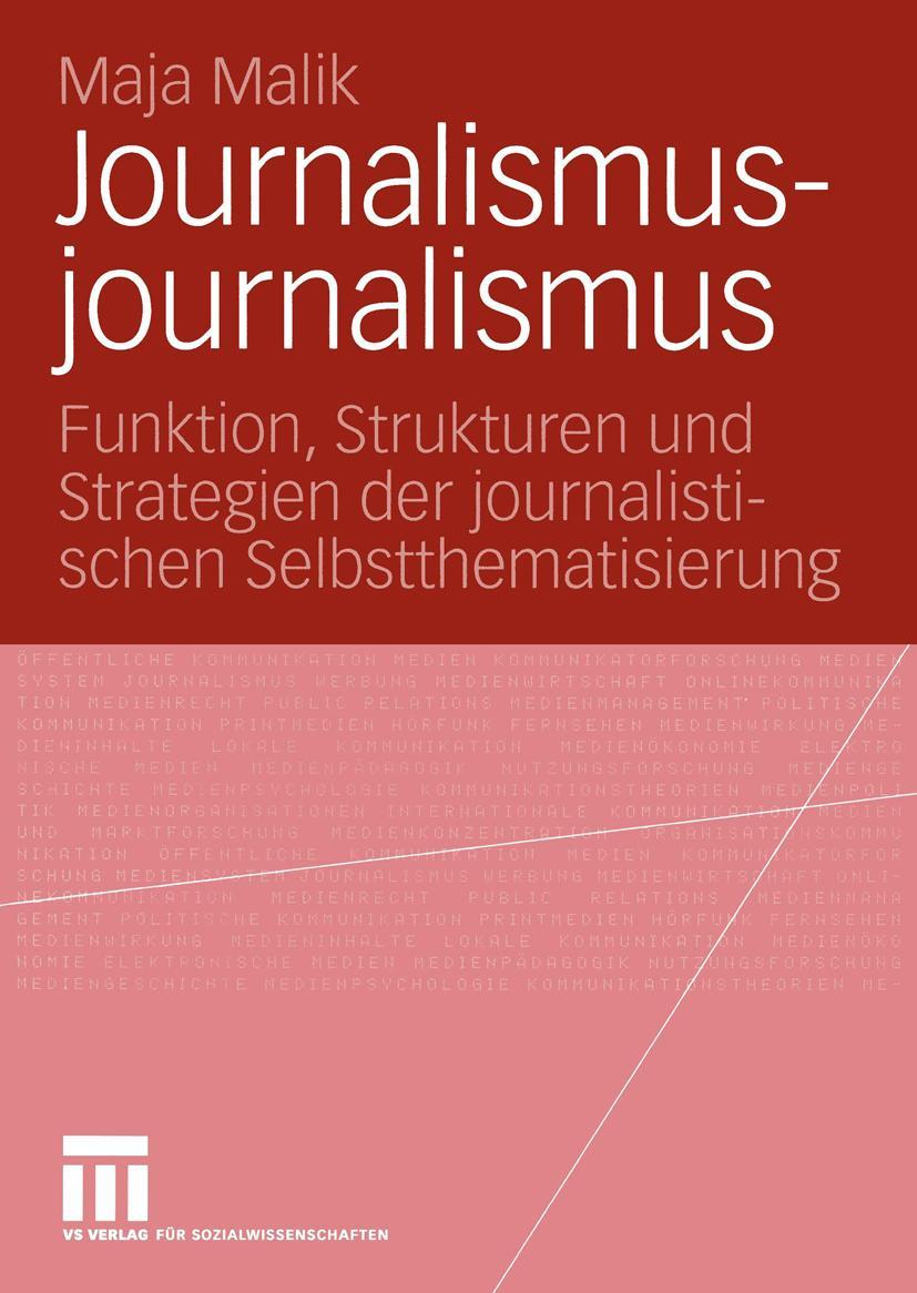 Cover: 9783531142050 | Journalismusjournalismus | Maja Malik | Taschenbuch | 429 S. | Deutsch