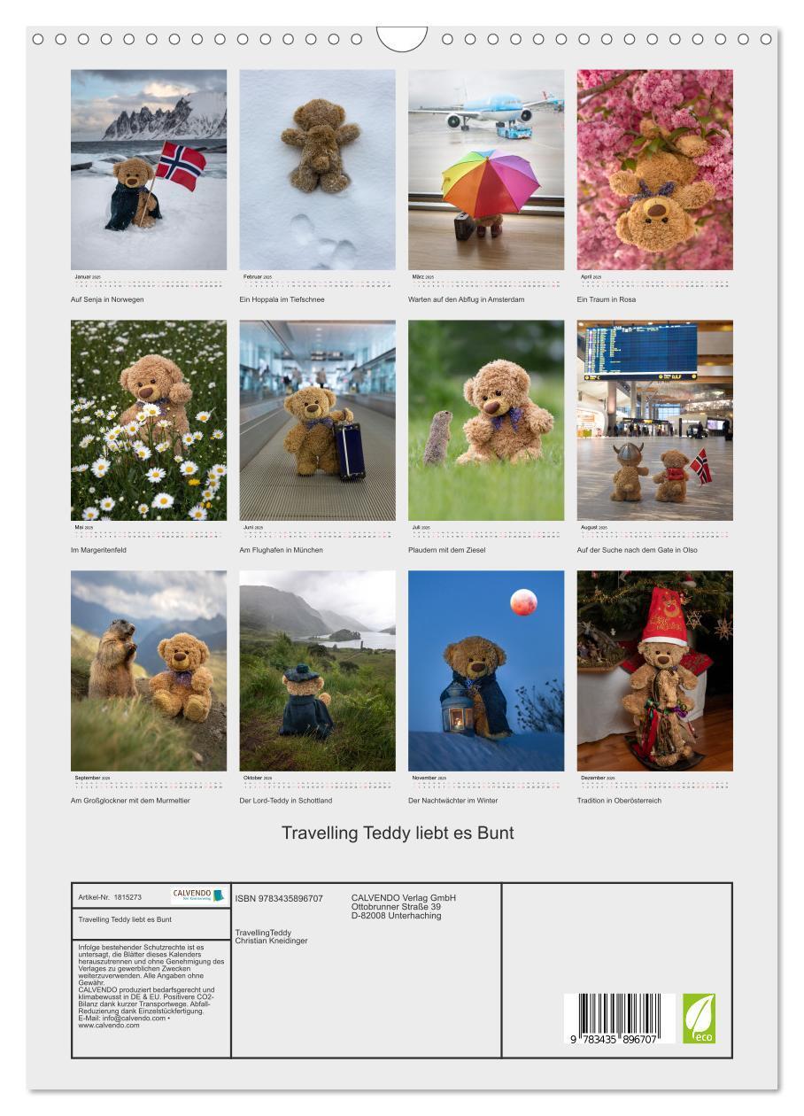 Bild: 9783435896707 | Travelling Teddy liebt es Bunt (Wandkalender 2025 DIN A3 hoch),...