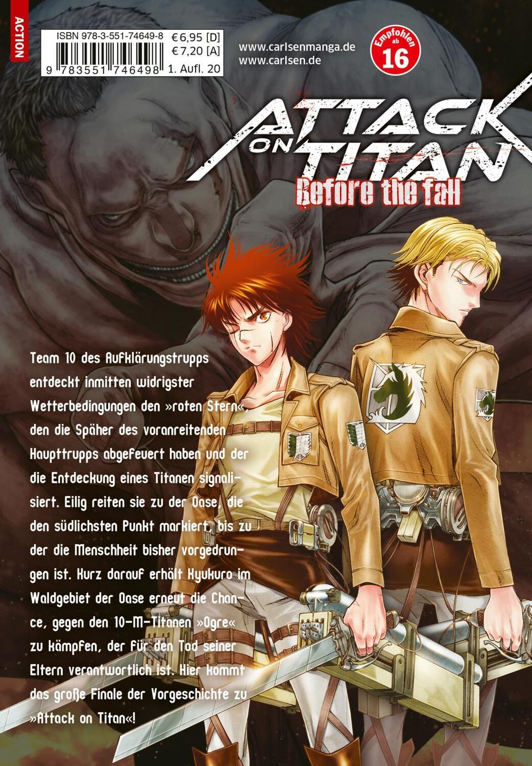 Rückseite: 9783551746498 | Attack on Titan - Before the Fall 17 | Hajime Isayama (u. a.) | Buch