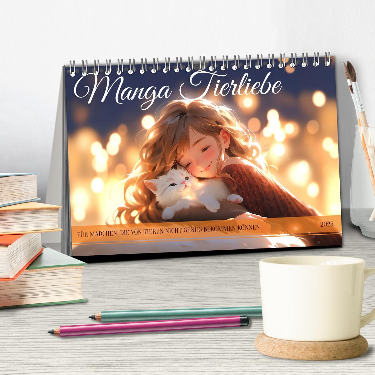 Bild: 9783383888724 | Manga Tierliebe (Tischkalender 2025 DIN A5 quer), CALVENDO...