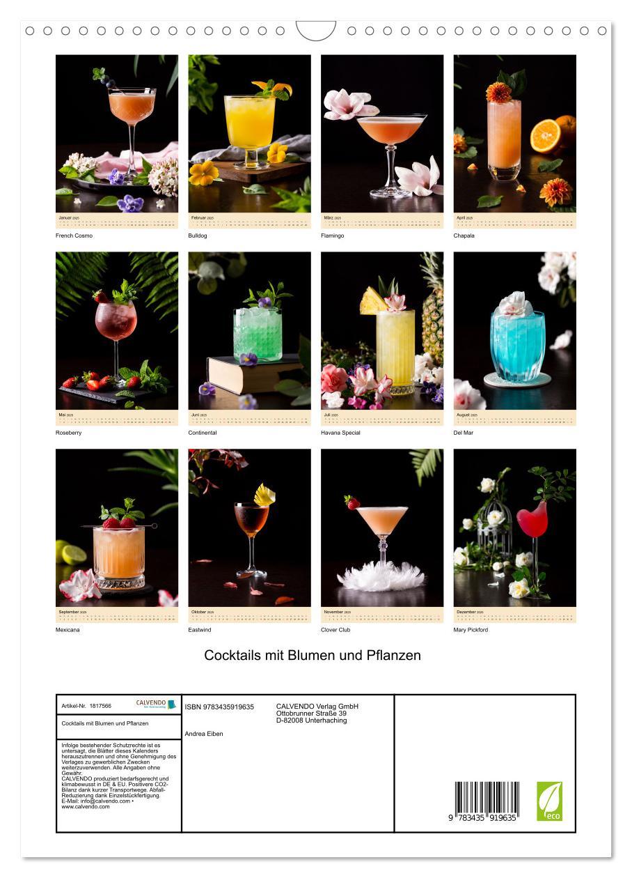 Bild: 9783435919635 | Cocktails mit Blumen und Pflanzen (Wandkalender 2025 DIN A3 hoch),...