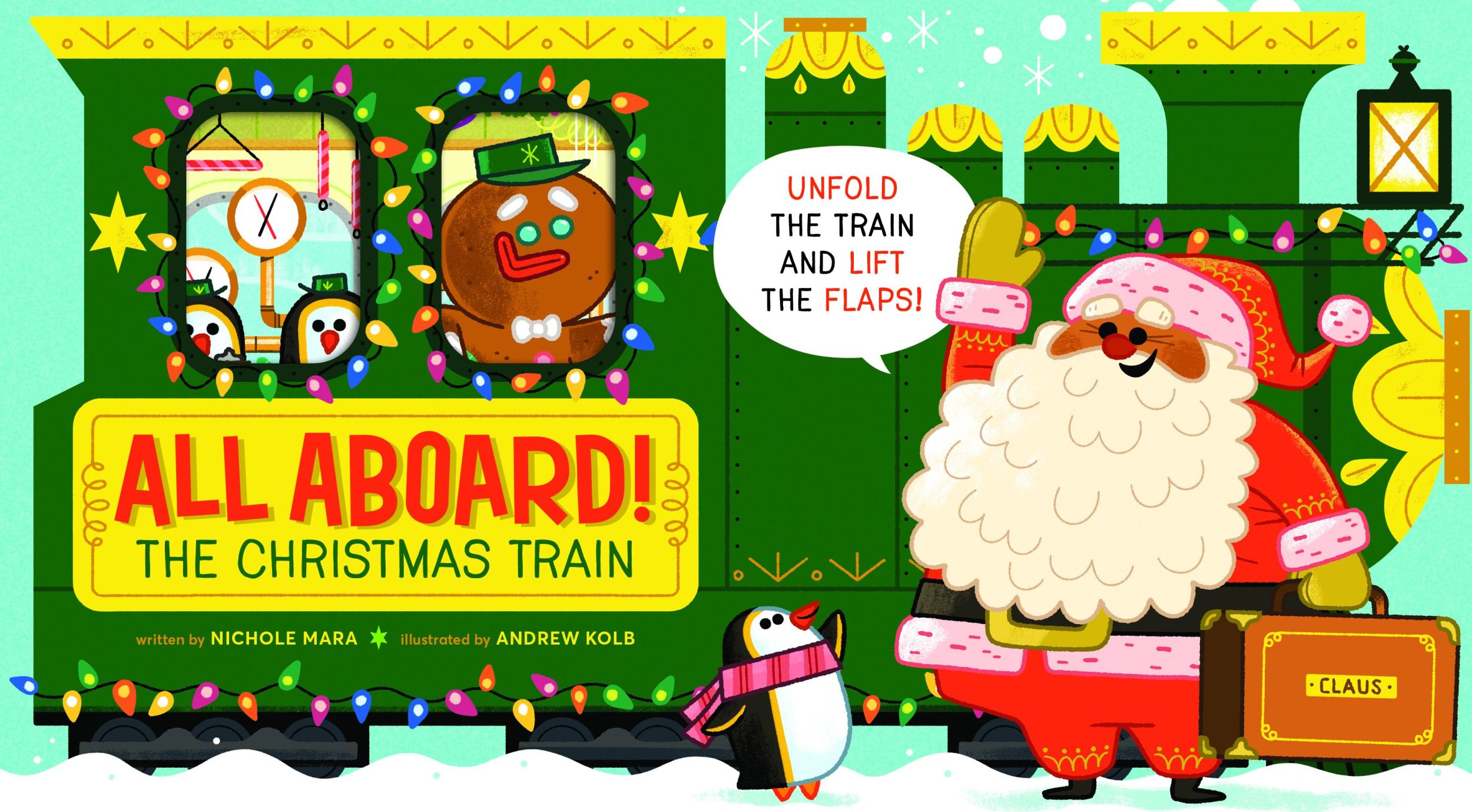 Cover: 9781419732959 | All Aboard! The Christmas Train | Unfold the train and lift the flaps!