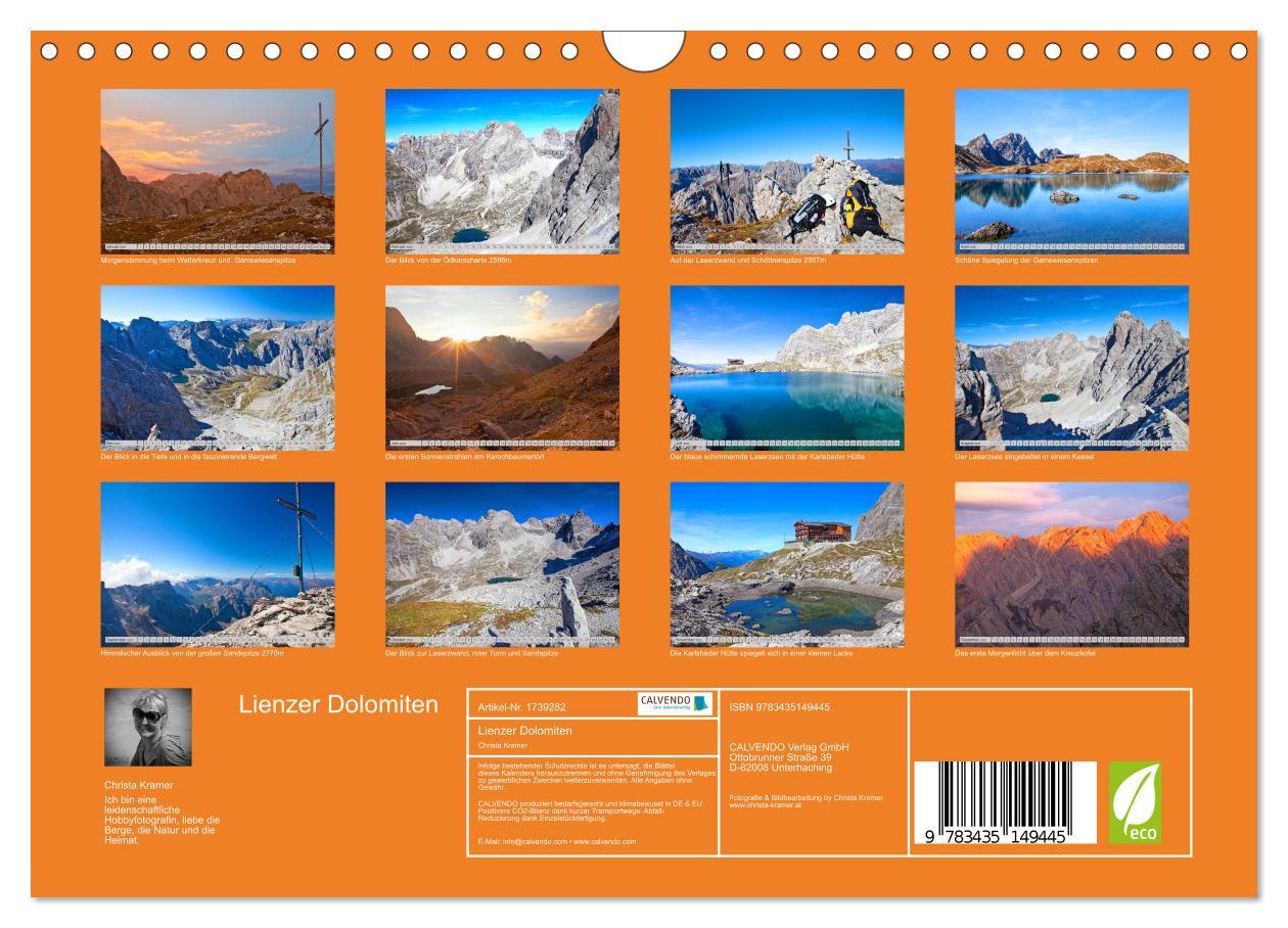 Bild: 9783435149445 | Lienzer Dolomiten (Wandkalender 2025 DIN A4 quer), CALVENDO...